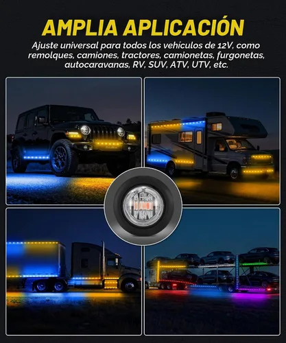 Vista 6 de D13 3/4 marcador lateral de doble revolución LED luces de marcador ámbar a azul con indicadores de enchufe de bala y luces LED de señal de giro