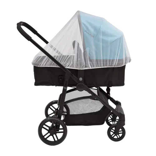 Vista 3 de Delta Children Mosquitera para asientos de coche infantiles, cochecitos y moisés Transpirable con red elástica para un fácil ajuste Blanco
