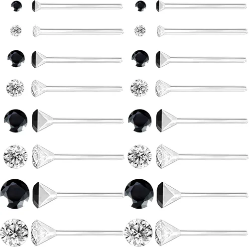 Vista 9 de Aretes de plástico antialérgicos para orejas sensibles, respaldos de silicona suave, kit de aretes de tuerca de circonita cúbica, 2mm, 3mm, 4mm, 5mm