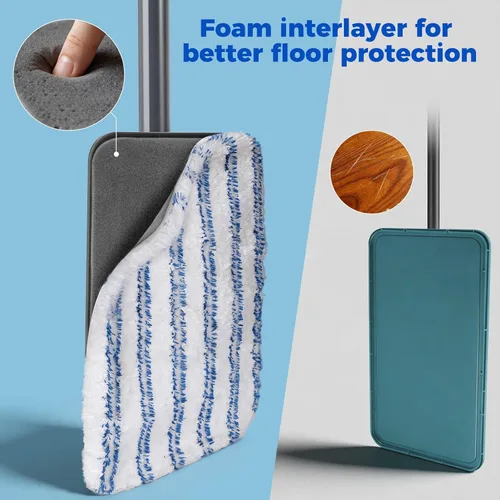 Vista 3 de Masthome Trapeador de microfibra extra grande para limpieza de pisos, trapeador plano de 16 pulgadas con 5 almohadillas para uso húmedo y seco, mopa
