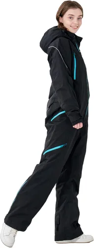 Vista 3 de XUQNAGG Traje de esquí de una pieza para mujer, resistente al viento, impermeable, cálido, transpirable, desmontable, para deportes de nieve