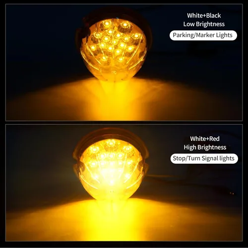 Vista 2 de 2 piezas de luces de sandía, luz de sandía LED de doble función de 17, lente ámbar con bisel de acero inoxidable, luces de señal de parada y giro