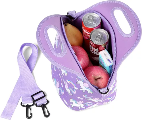 Vista 9 de VASCHY Lonchera para niños, bolsa de almuerzo ligera de neopreno para niños pequeños y niñas a la escuela, guardería, jardín de infantes, unicornio
