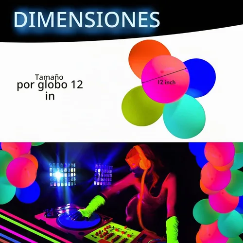 Vista 4 de Glow King - Globos que brillan con luz ultravioleta