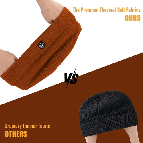 Vista 4 de Gorro para hombre con gorro de invierno con sonrisa, unisex, de punto, suave, cálido, con puños