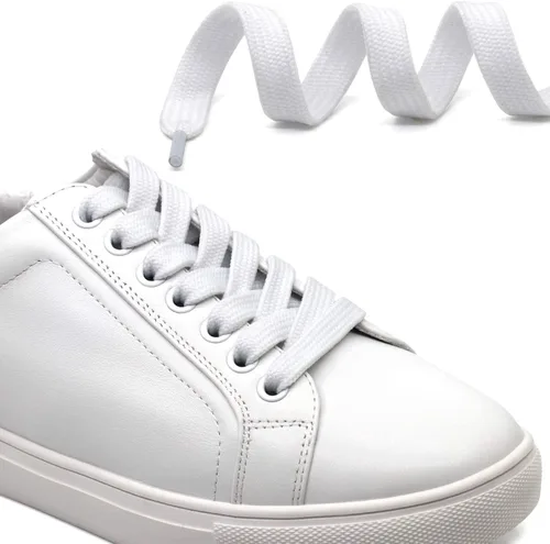 Vista 3 de DELELE Cordones planos sólidos huecos gruesos para zapatos atléticos, 2 pares