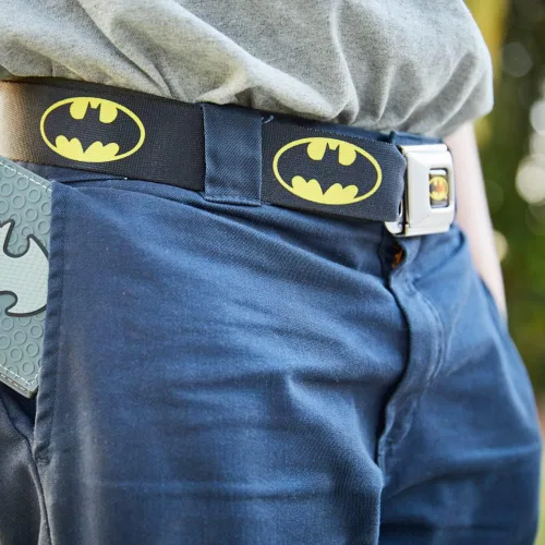 Vista 3 de Buckle Down Kids y Teens Símbolos de Batman ajustable cinturón de seguridad Cinturón de hebilla