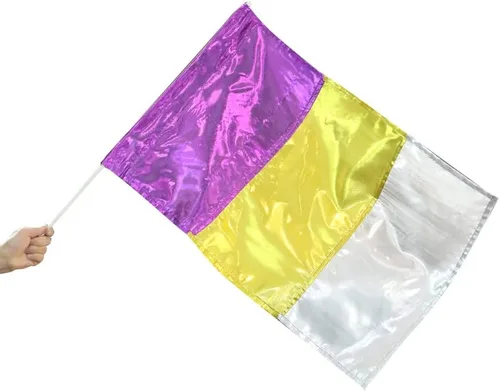 Vista 6 de Danzcue Bandera de color metálico, con manija., L Violeta intenso