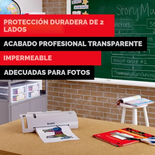 Vista 2 de Bolsas de laminación térmica Scotch, para uso con laminadores térmicos, 8.9 x 11.4 pulgadas, hojas tamaño carta, paquete de 100