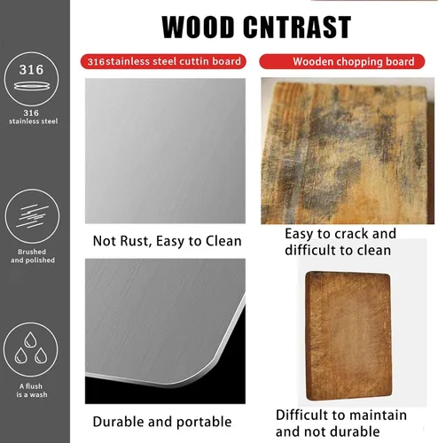 Vista 9 de Tabla de cortar de titanio, tabla de cortar de acero inoxidable, tablas de cortar de titanio 100% puro para cocina, perfecta para varias tareas