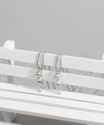 Vista 7 de YYSuniee Collar de gato, collar de plata de ley 925 con diseño de gato para mujer, joyería de gato, colgante de gatito, regalo para amantes