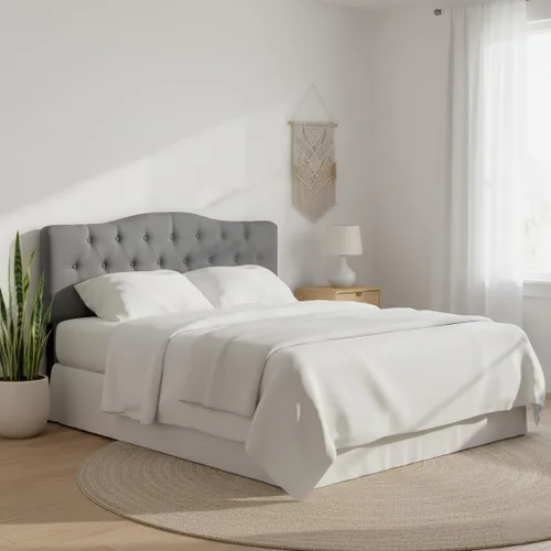 Vista 23 de Naomi Home Cassandra - Cabecero capitoné tamaño Queen, tapizado en tela de lino duradera, amortiguación de espuma de alta calidad, altura ajustable