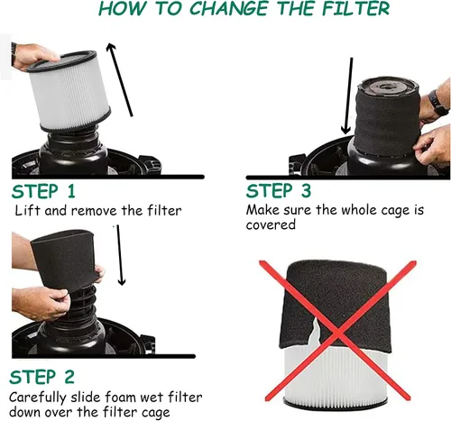Vista 5 de 90304 Filtro de repuesto con tapa, compatible con Shop-Vac 90304, 90350, 90333, Shop Vac 903-04-00, 9030400, 90595, aspiradoras húmedas y secas de 5