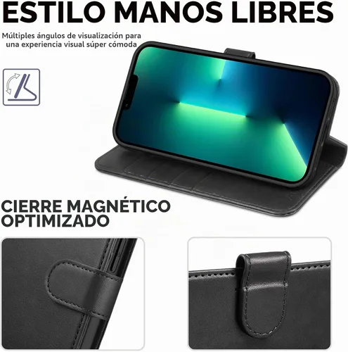 Vista 4 de TUCCH Funda tipo cartera para iPhone 13 Pro Max (6.7") 2021, 4 tarjeteros Negro