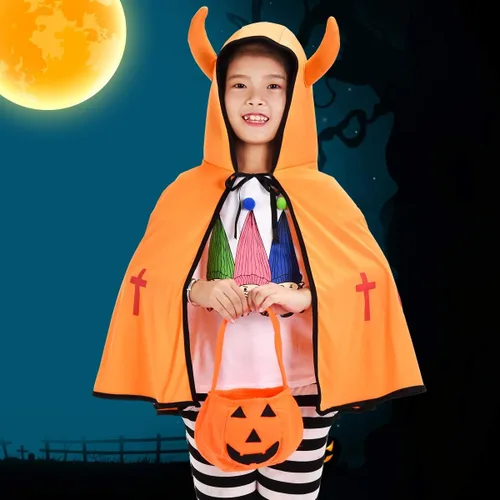 Vista 5 de Bolsas de dulces de calabaza de Halloween para niños, truco o trato, cubos de calabaza no tejidos, bolsas de truco o trato, bolsa para niños