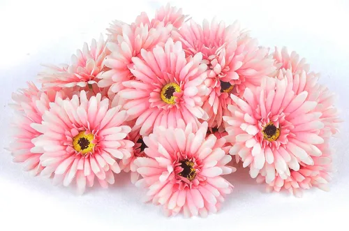 Vista 6 de 20 cabezas de margaritas artificiales, cabeza de flor de crisanto, gerbera para sombrero, pastel, decoración del hogar, coronas de pared de flores