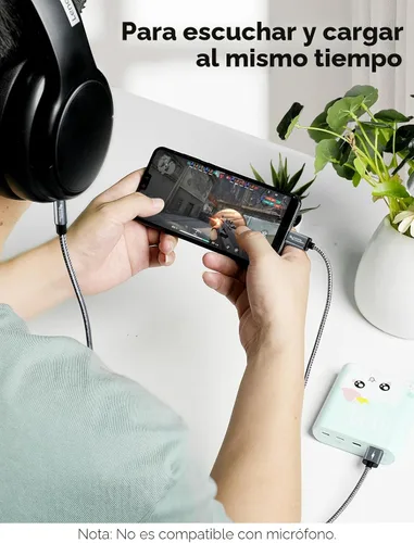 Vista 3 de CableCreation USB C a 3.5mm Cable de Audio con Cable de Carga USB, Cable Auxiliar para Coche, Tipo C a Jack Auxiliar para Auriculares, Estéreo