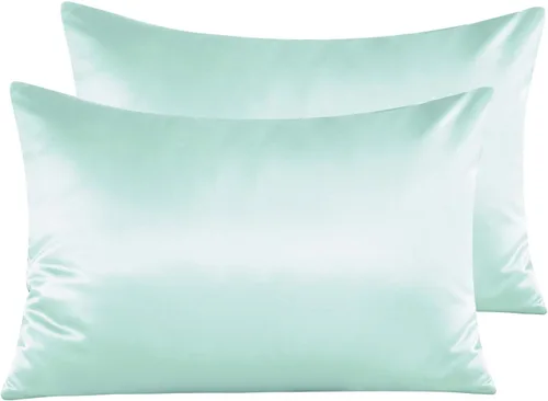 Vista 23 de NTBAY Fundas de almohada de satén con cremallera para cabello y piel, juego de 2 fundas de almohada estándar de lujo con cremallera oculta, 20 x 26