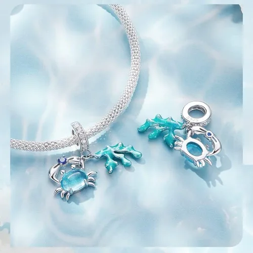 Vista 3 de ARTCHARM Blue Dream - Abalorios submarinos para playa, cuentas de perlas para pulsera original, collar de bricolaje