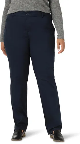 Vista 10 de Lee Women's Plus Size Wrinkle Free Relaxed Fit Straight Leg Pant Negro