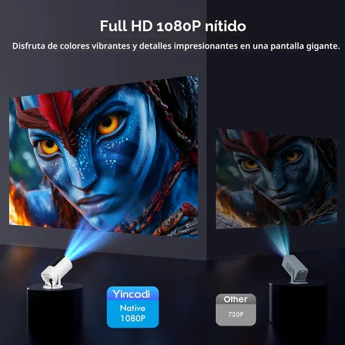 Vista 6 de [Aplicaciones integradas y Keystone automático] Mini proyector, proyector portátil con WiFi 6 y Bluetooth 5.2, proyector inteligente nativo 1080P