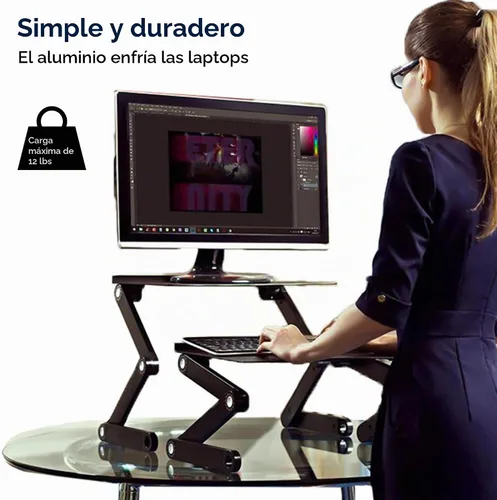 Vista 4 de Kit de conversión de escritorio vertical Workez para computadoras portátiles y de escritorio, Negro