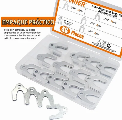 Vista 4 de ISPINNER Kit surtido de 48 piezas de alineación automática, cuñas universales de 1/64" 1/32" 1/16" 1/8" para ajustar partes del cuerpo o alineación