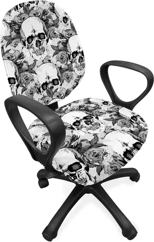 Vista 53 de Lunarable Funda para silla de oficina tribal, diseño azteca, nativo americano, geométrico, simbolismo étnico con espirales de triángulos, elástico