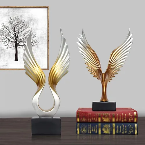 Vista 3 de Estatua china de feng shui, escultura de simulación, estatua de águila, ornamento para el hogar, sala de estar, gabinete de TV, adornos hechos a