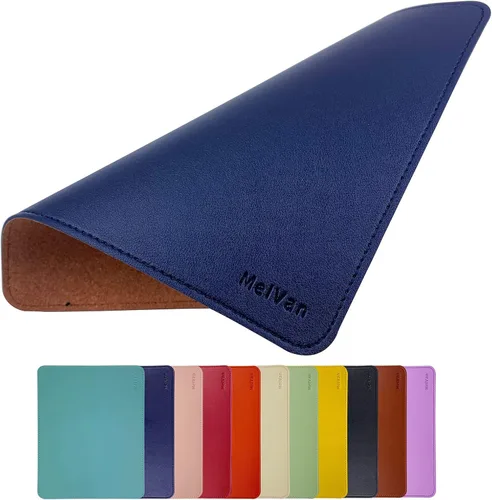 Vista 13 de MelVan Alfombrilla de mouse de piel sintética con borde cosido, alfombrilla de mouse de madera, alfombrilla de mouse impermeable para computadoras