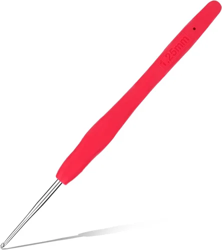 Vista 28 de Gancho de ganchillo de 0,5 mm, mango ergonómico para manos con artritis, agujas de tejer extra largas para principiantes y lana para ganchillo