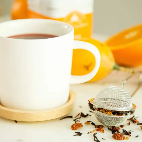Vista 3 de Harney & Sons Té de hierbas de fruta de la pasión naranja, hoja suelta, 16 onzas Té de hierbas sin cafeína con naranja, maracuyá, escaramujos