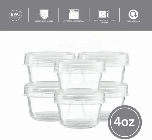 Vista 6 de ELEGANT DISPOSABLES Paquete de 10 recipientes transparentes con tapa giratoria de 4 onzas, con tapas roscadas en la parte superior