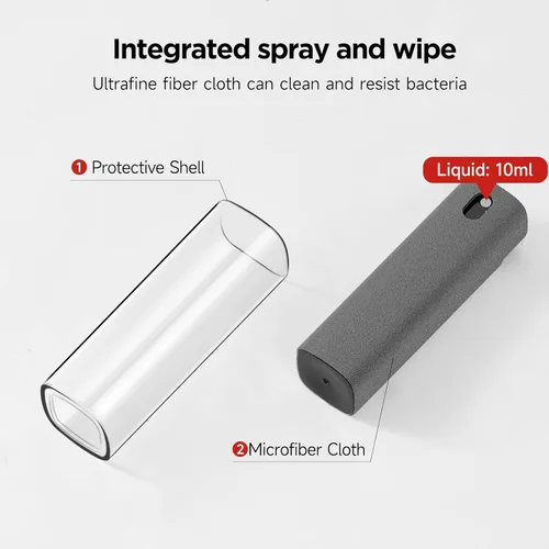 Vista 7 de YTT Limpiador de pantalla, todo en uno spray y paño limpiador, con carcasa protectora transparente para todas las pantallas de teléfonos, portátiles