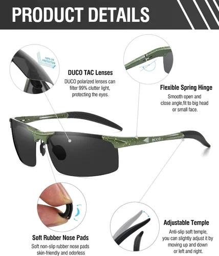 Vista 94 de Duco - Gafas de sol deportivas polarizadas para hombre con protección UV 8177s
