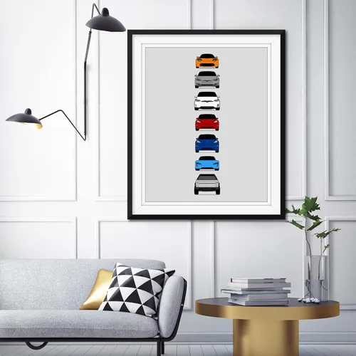 Vista 3 de Custom Car Posters Póster hecho a mano compatible con Tesla Generations e impresión de Roadster, Model S, Model X, Model 3, Model Y, Cyber Truck