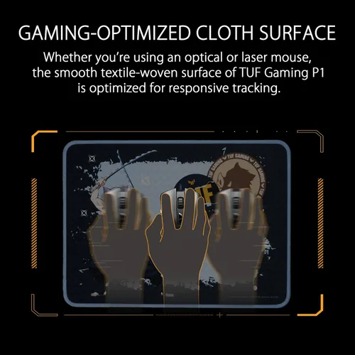 Vista 5 de ASUS TUF Gaming P1 - Alfombrilla de mouse portátil para juegos superficie nano-revestida resistente al agua costuras duraderas antideshilachado