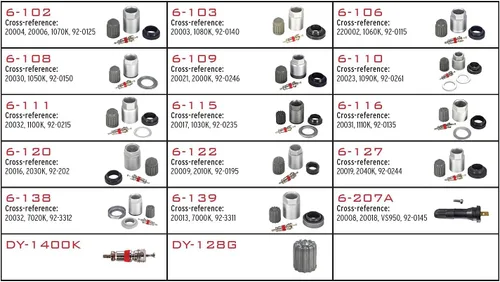 Vista 2 de Dynamic DY-TPMS-16-A TPMS Kit de reparación surtido para la mayoría de vehículos nacionales e importados, kit de 400 piezas