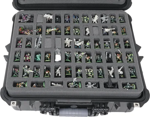 Vista 2 de Case Club 184 Miniature Figurine Hard Shell Carrying Case - Fits Warhammer 40k, DND, Battletech, Citadel & More! This Tabletop Army Travel & Storage