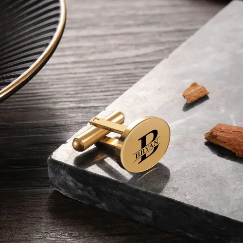 Vista 4 de Gemelos de hombre con nombre personalizado para hombres, gemelos personalizados con 26 letras iniciales del alfabeto, para esposo, a la moda
