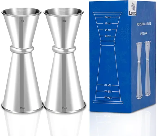 Vista 10 de Lexenic Jigger japonés prémium de 2 onzas y 1 onza con 7 medidas en el interior para camarero, jigger de acero inoxidable 304 resistente, accesorios
