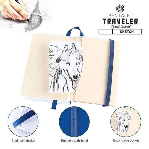 Vista 4 de Cuaderno de bocetos Travelers Dot Grid Pentalic Art, libre de ácidos