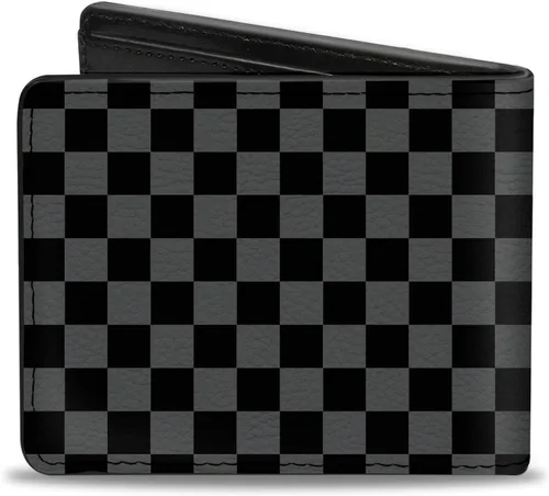 Vista 2 de Buckle-Down Billetera plegable PU para hombre NegroGris, Multicolor, 4.0" x 3.5", Varios