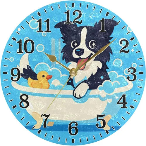 Vista 81 de JUNZAN Reloj de bañera con vino romántico espumoso y velas, reloj de pared silencioso de 10 pulgadas, pequeño reloj redondo, decoración de cocina