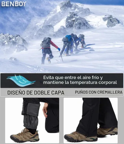 Vista 4 de BenBoy Pantalones de esquí para hombre, impermeables, softshell Negro