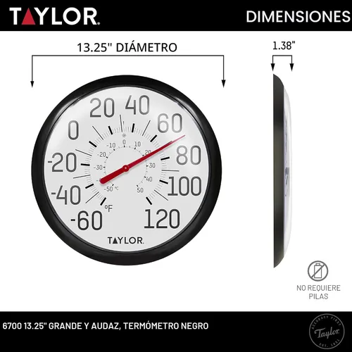 Vista 3 de Taylor Precision Products - Termómetro de pared 6700 Big & Bold, tamaño único, negro