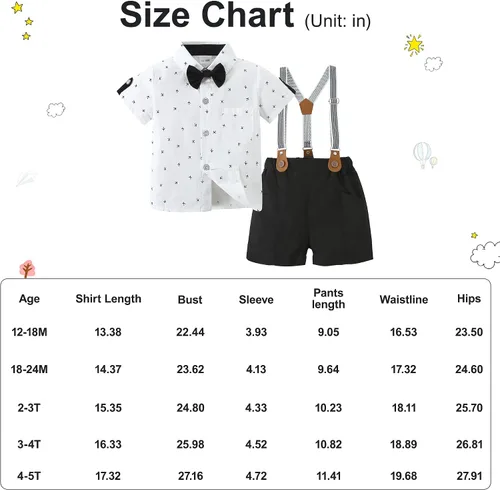 Vista 5 de SOLOYEE Conjunto de ropa para bebé niño, camisa de vestir con corbatín de manga larga y corta para bebés