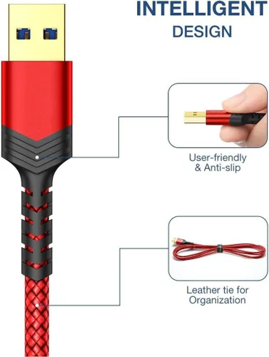 Vista 4 de JSAUX Cable de disco duro [2 unidades, 0.3M+1M] USB 3.0 A a Micro B, cable de nailon compatible con discos duros externos portátiles, WD Elements