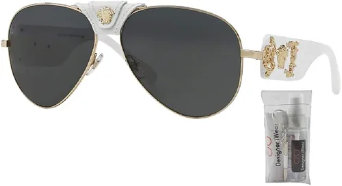Vista 3 de Versace VE2150Q - Lentes de sol piloto para hombres y mujeres paquete con kit de cuidado de gafas de cortesía iWear de diseñador