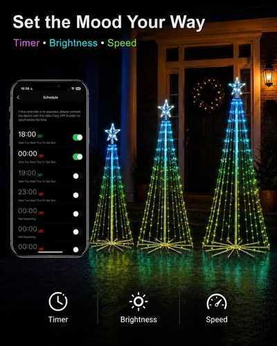 Vista 8 de Probro 3 luces inteligentes para árbol de Navidad para exteriores, 4 pies